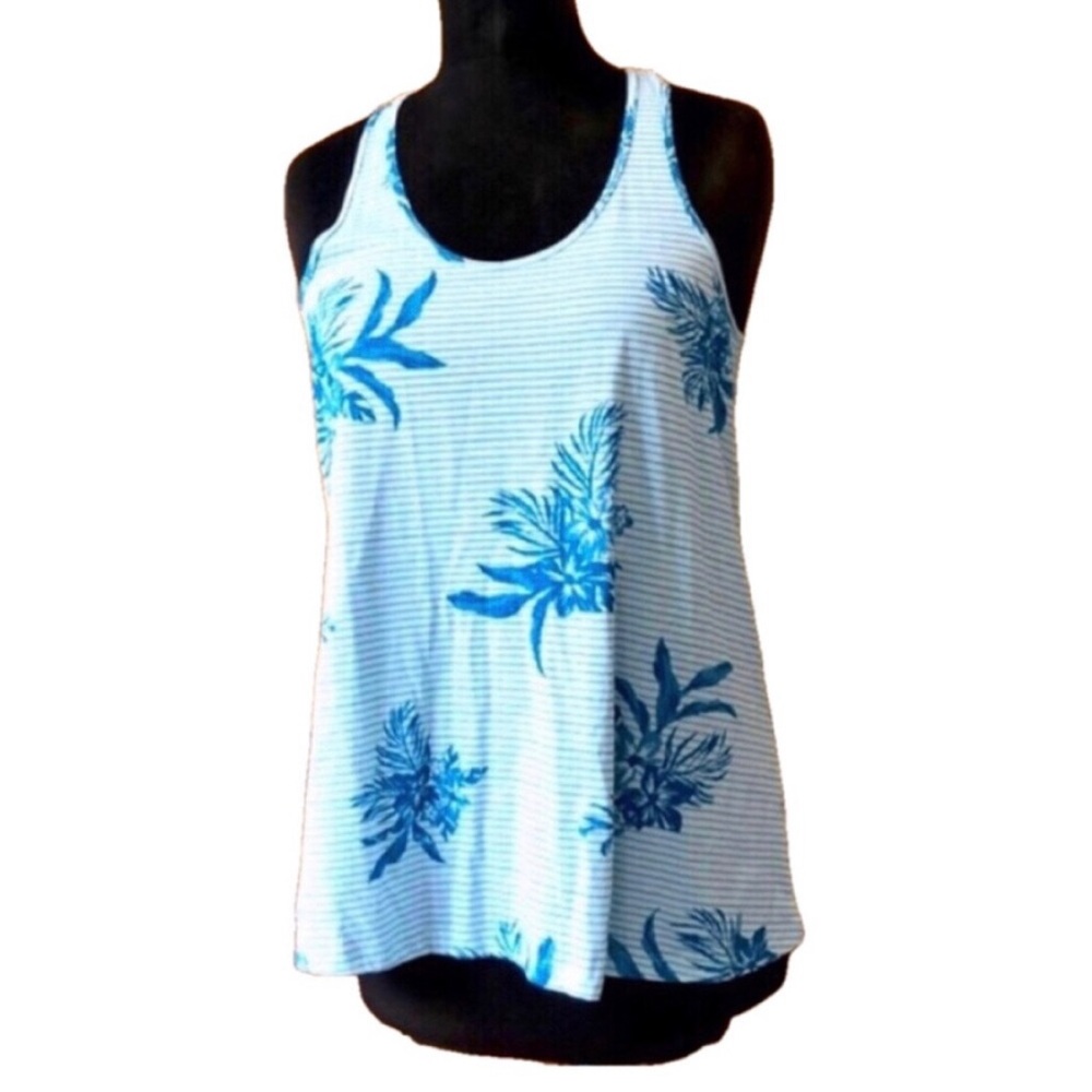 Ripzone NWT Blue & White Floral/Striped Tank Top